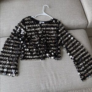12th Tribe Black and Silver Sequin Top